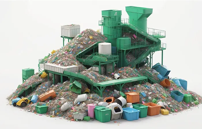 Garbage Recycling Plant 3D Picture Cartoon Illustration